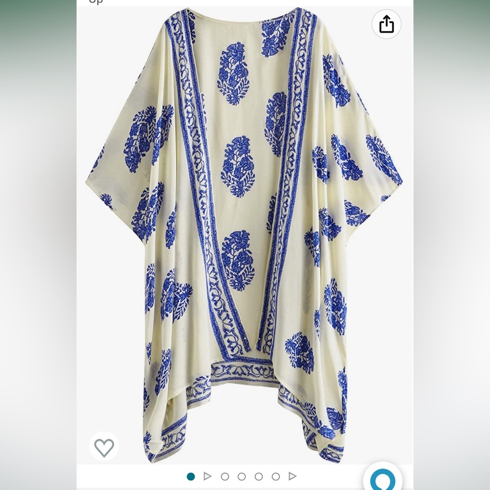 Cream and blue beach/ light cover up